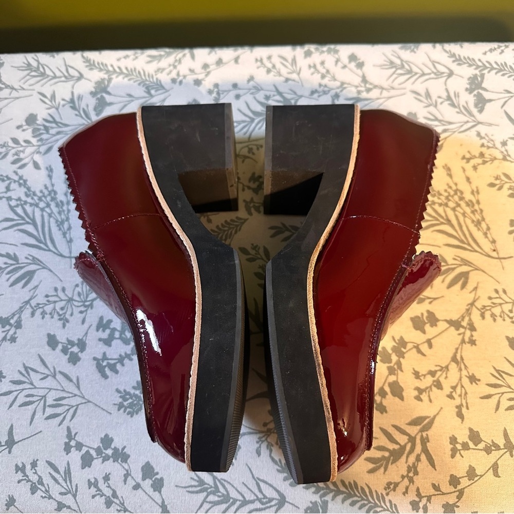 Eileen Fisher Harria Platform Maroon Red Patent Loafers size 7 - Picture 5 of 7
